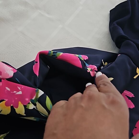 XSCAPE Women's Floral SideMesh Cutout Tutu Mini Dress 12 Navy Blue, Pink - Picture 15 of 16